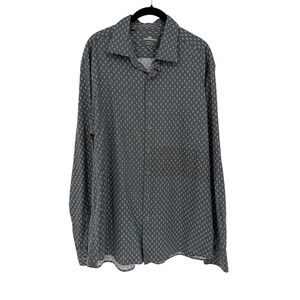 Rodd & Gunn Mens XL Original Fit Button Down Shirt Grey Geometric Woven In Italy
